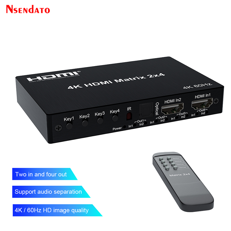 Hdmi Splitter 1 In 4 Out 4K 60Hz - 4K 60Hz HDMI Matrix 2x4 For