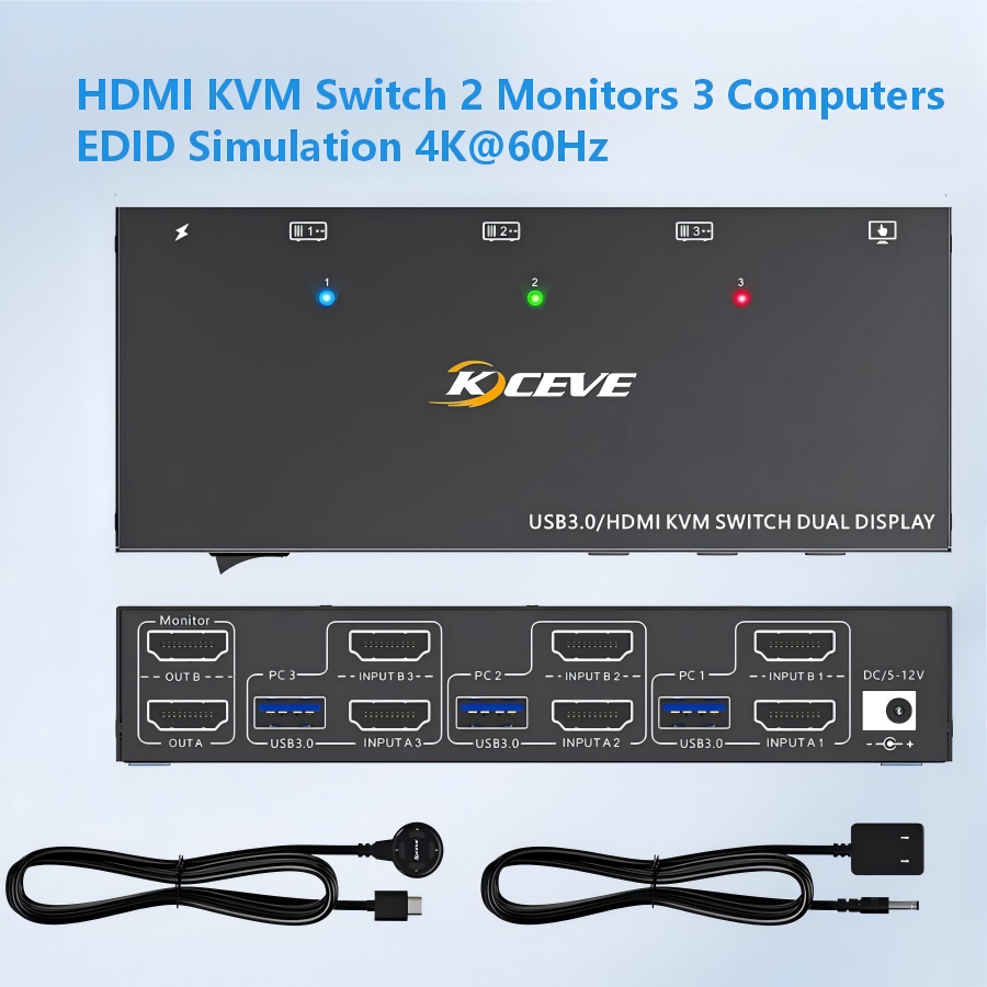 Hdmi Kvm Switch 4 Port Dual Monitor - KCEVE KVM Switch 2 Monitors 3