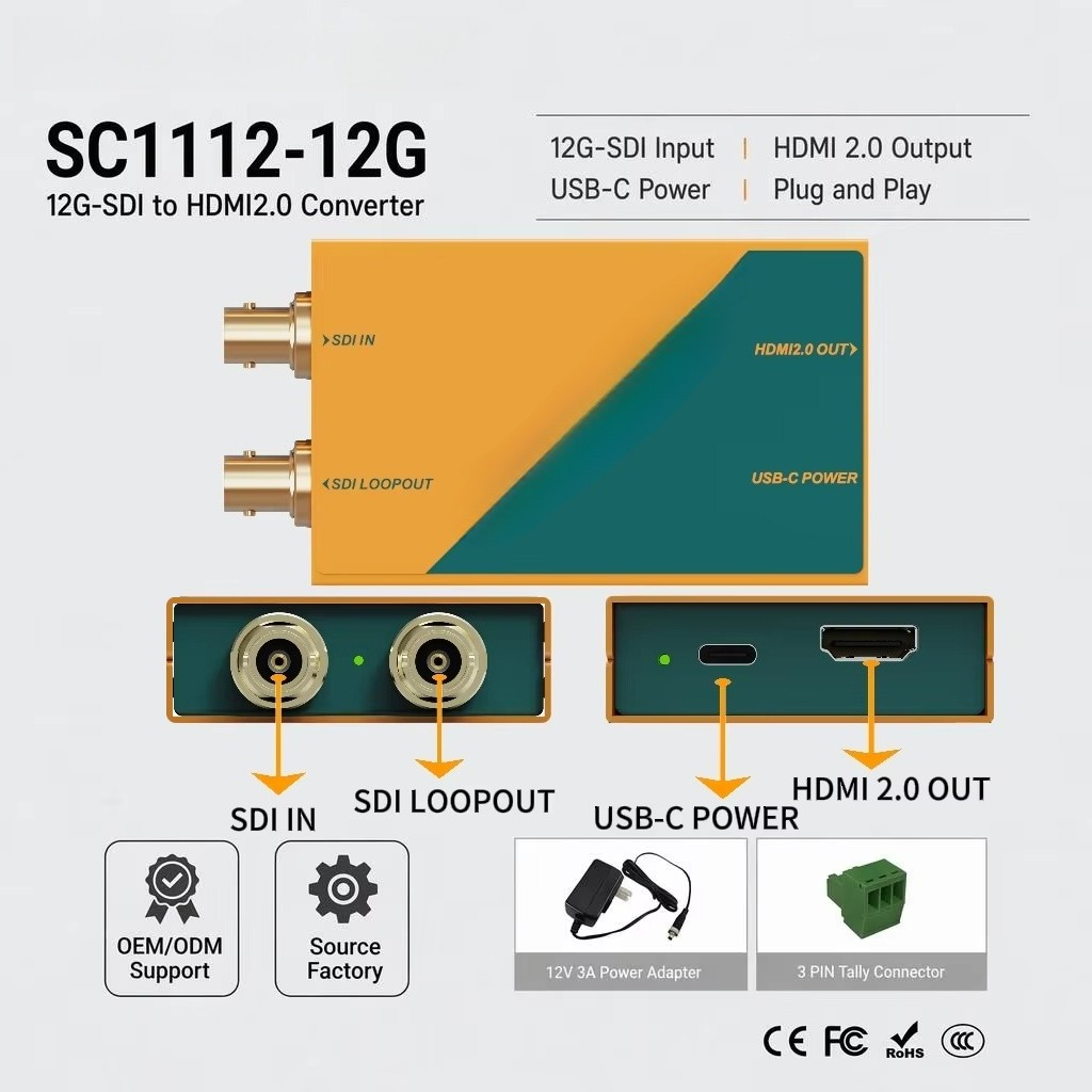 Sdi To Hdmi Converter Broadcast - SC1112-12G 12G-SDI to HDMI 2.0 Broadcast