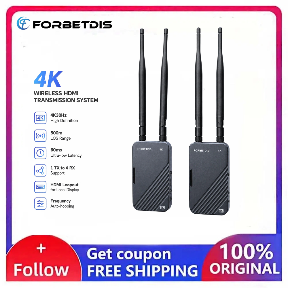 Wireless Video Transmitter For Camera Dslr - FORBETDIS JM500PRO 4K30fps Wireless HDMI Video