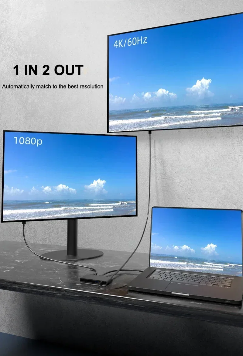 Hdmi Splitter 1 In 4 Out 4K 60Hz - 4K 60hz HDMI Splitter 1x2 1x4