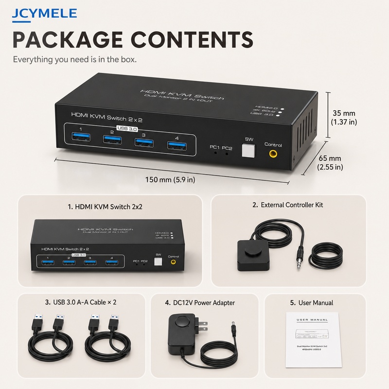 Hdmi Kvm Switch 4 Port Dual Monitor - HDMI KVM Switch 2 Computers 2