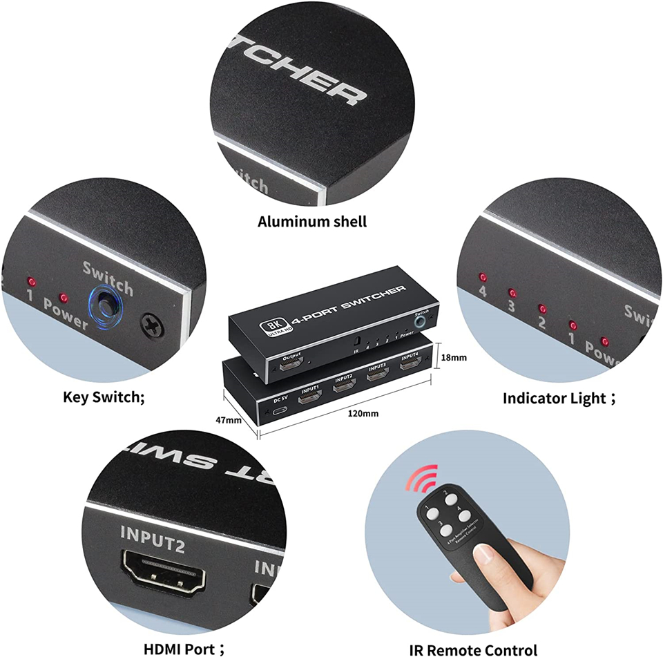 2026 Switcher HDMI 2.1-Compati - Hdmi Splitter 1 In 4 Out 4K 60Hz review and price