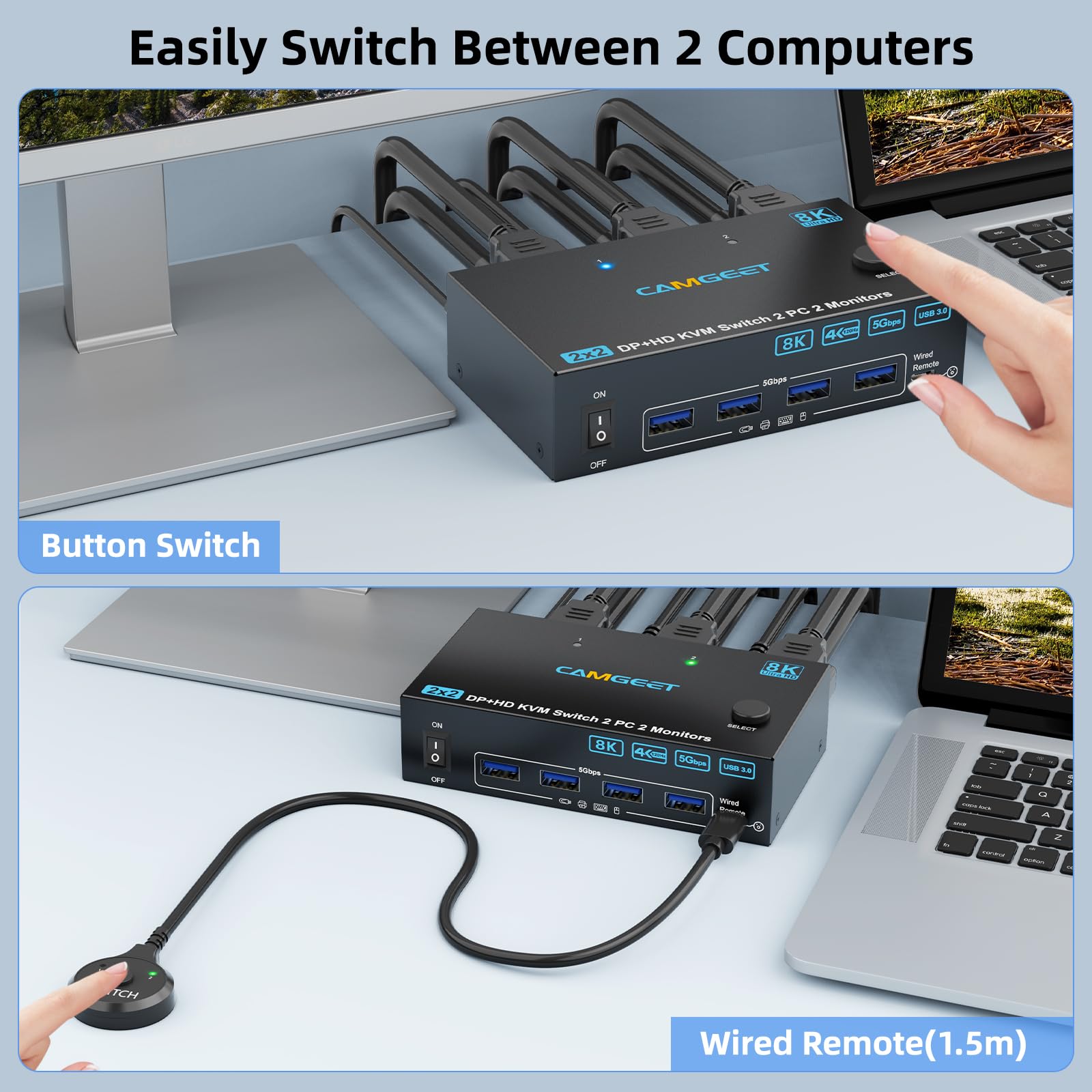 4K@144Hz KVM Switch 2 Monitors - Hdmi Kvm Switch 4 Port Dual Monitor review and price