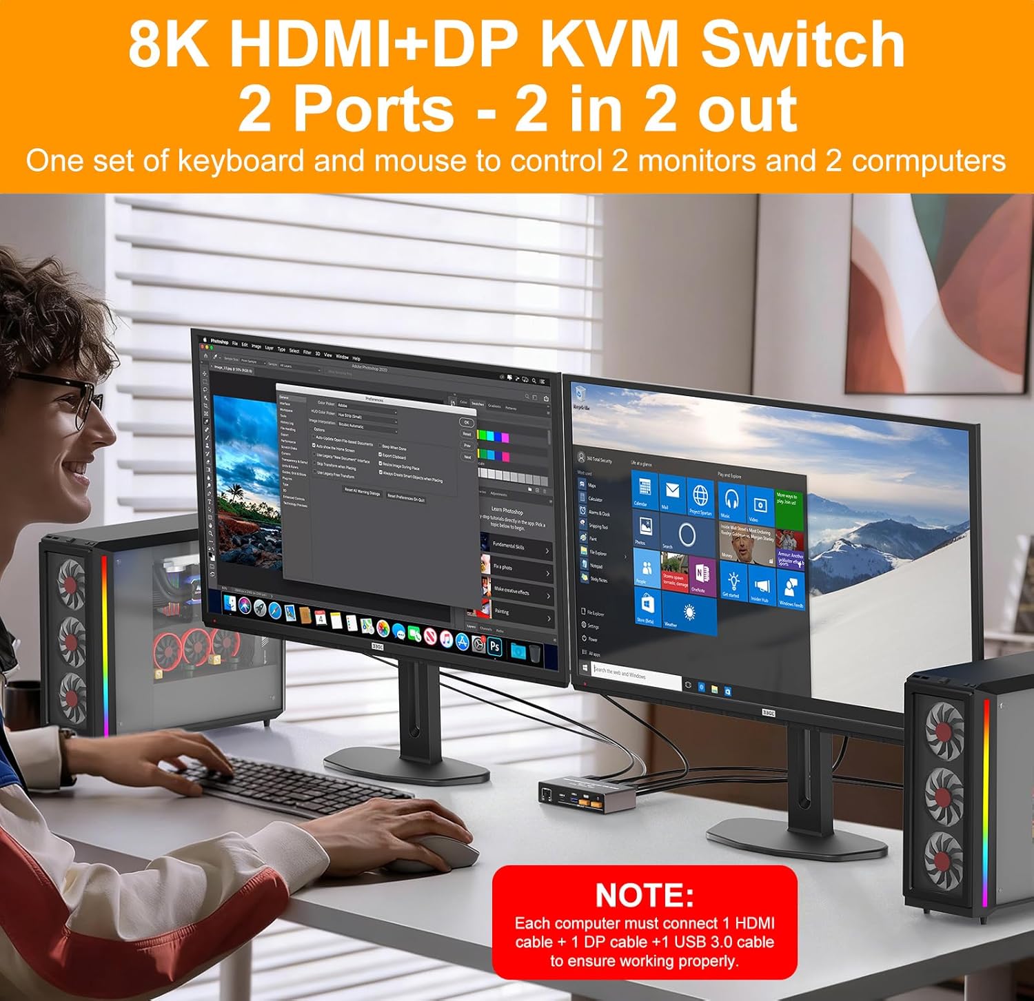 8K  DisplayPort HDMI KVM Switc - Hdmi Kvm Switch 4 Port Dual Monitor review and price
