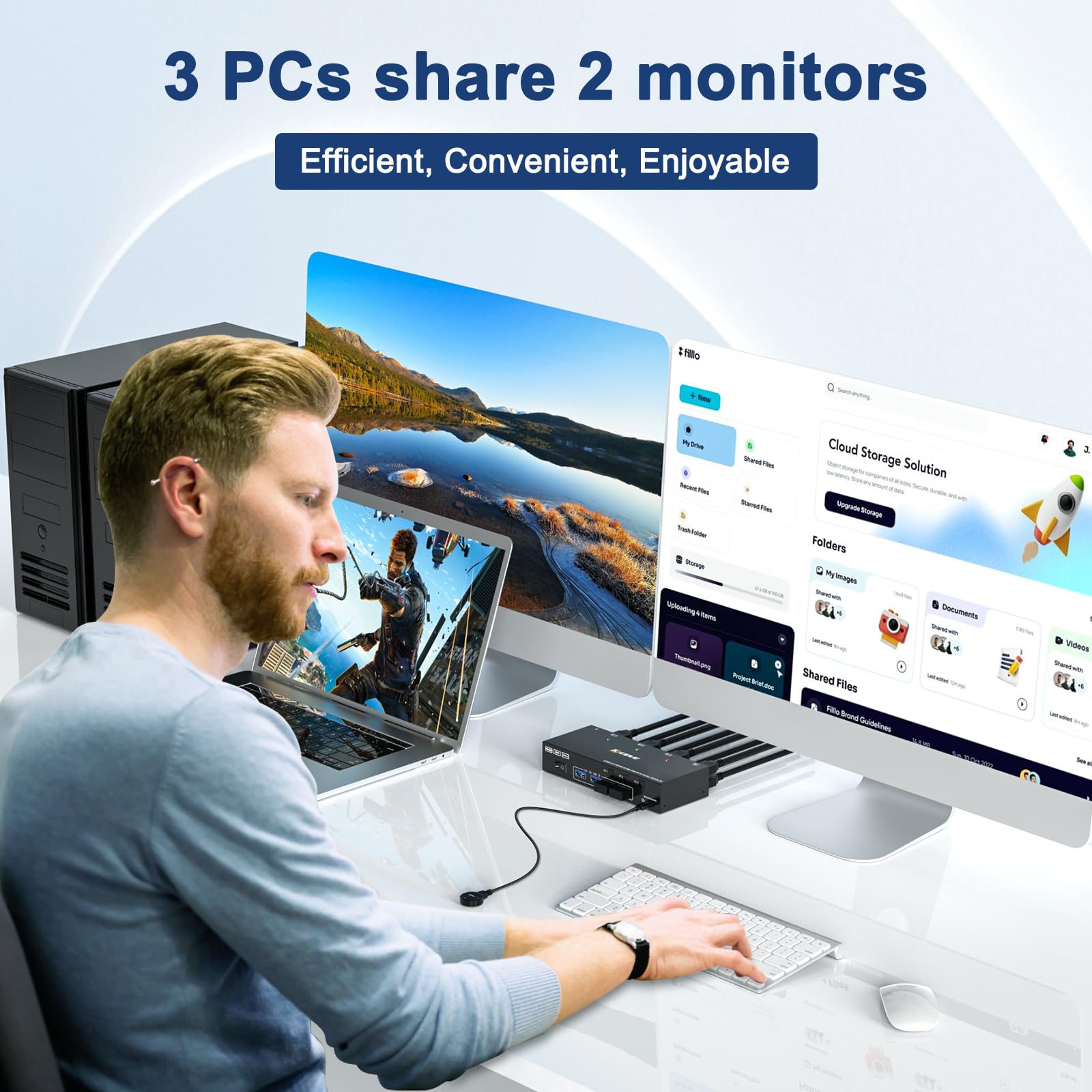 KCEVE KVM Switch 2 Monitors 3  - Hdmi Kvm Switch 4 Port Dual Monitor review and price
