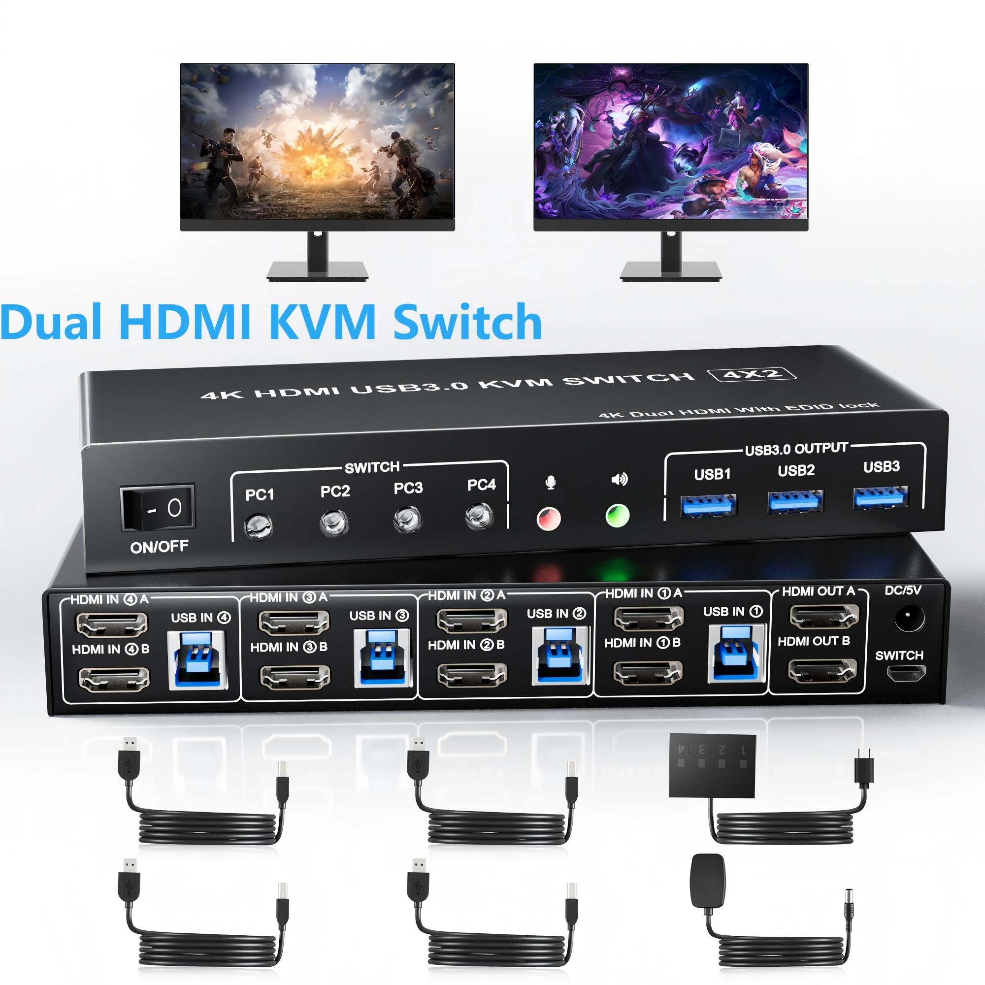 USB 3.0 KVM Switch 4 Computers - Hdmi Kvm Switch 4 Port Dual Monitor review and price