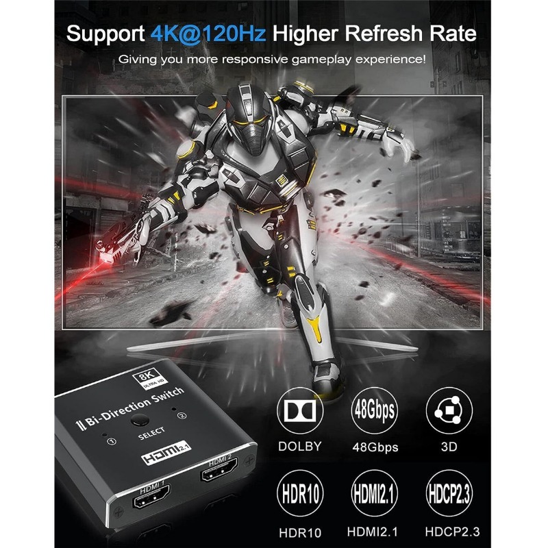 `8K 60Hz HDMI-Compatible Bi-Di - Hdmi Splitter 1 In 4 Out 4K 60Hz review and price